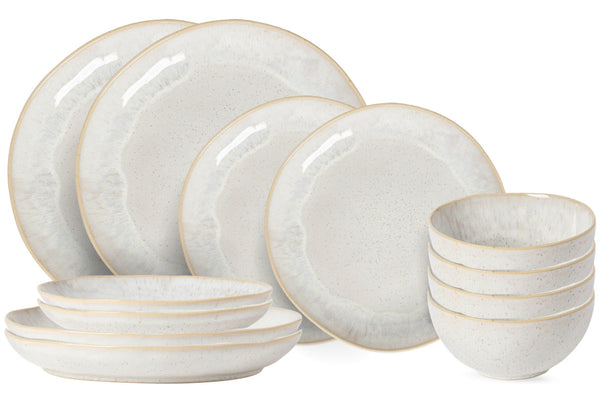 Costa Nova Dinnerware Set Casafina Eivissa Sand Beige 12-Piece / 4 Persons - 4 Dinner Plates, 4 Breakfast Plates & 4 Bowls