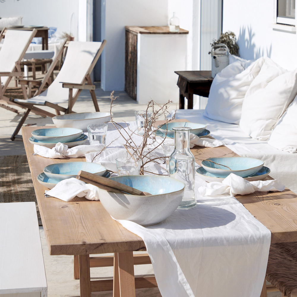 Costa Nova Juego de vajilla Casafina Eivissa Sea Blue 18 piezas / 6 personas - 6 platos de cena, 6 platos de desayuno & 6 cuencos