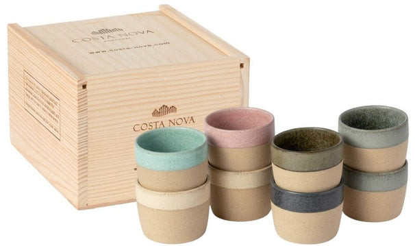 Costa Nova Tazas de Espresso Arenito Multicolor 65 ml - 8 piezas - Caja de regalo