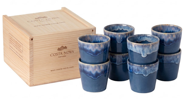Costa Nova Tazas de Espresso Grespresso Denim 80 ml - 8 piezas - Caja de regalo
