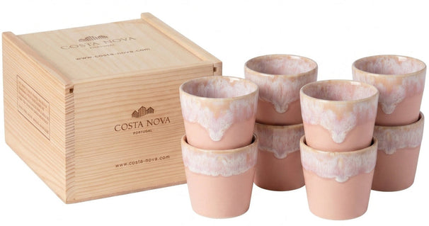 Costa Nova Tazas de Espresso Grespresso Rosa Suave 80 ml - 8 piezas - Caja de regalo
