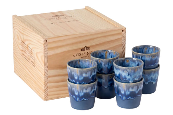 Costa Nova Tazas de Café Grespresso Denim 190 ml - 8 piezas - Caja de regalo