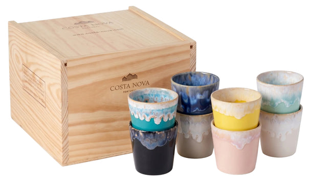 Costa Nova Tazas de Café Grespresso Multicolor 190 ml - 8 piezas - Caja de regalo