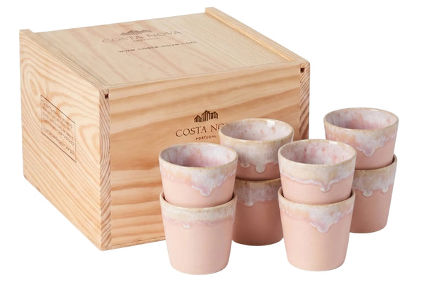 Costa Nova Tazas de Café Grespresso Rosa Suave 190 ml - 8 piezas - Caja de regalo