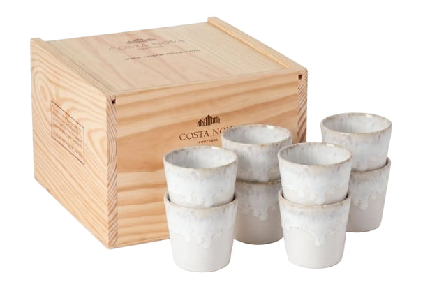 Costa Nova Tazas de Café Grespresso White 190 ml - 8 piezas - Caja de regalo