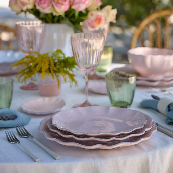 Costa Nova Juego de vajilla Rosa Rosé Pink 18 piezas / 6 personas - 6 platos de cena, 6 platos de desayuno & 6 platos hondos
