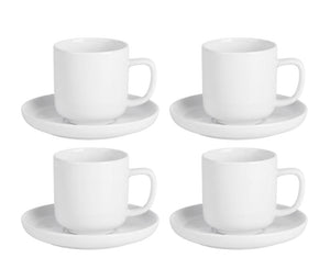 Cosy & Trendy Tazas de Espresso con Platillos Moon White 90 ml - 4 piezas