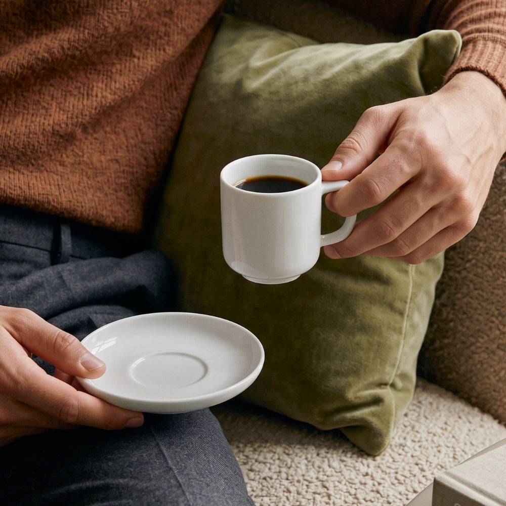 Cosy & Trendy Espresso Cups with Saucers Moon White - 90 ml - 4 pieces