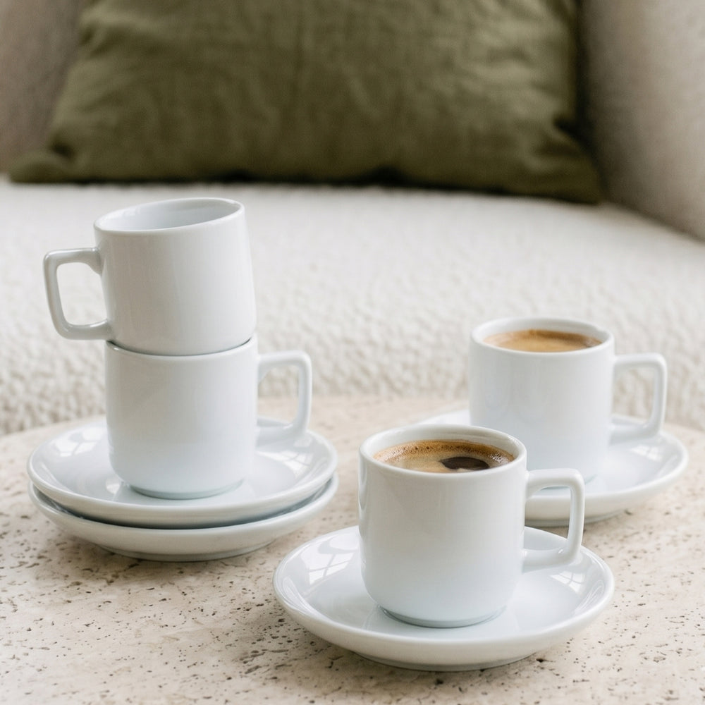 Cosy & Trendy Espresso Cups with Saucers Moon White - 90 ml - 4 pieces