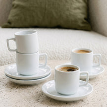 Cosy & Trendy Espresso Cups with Saucers Moon White - 90 ml - 4 pieces