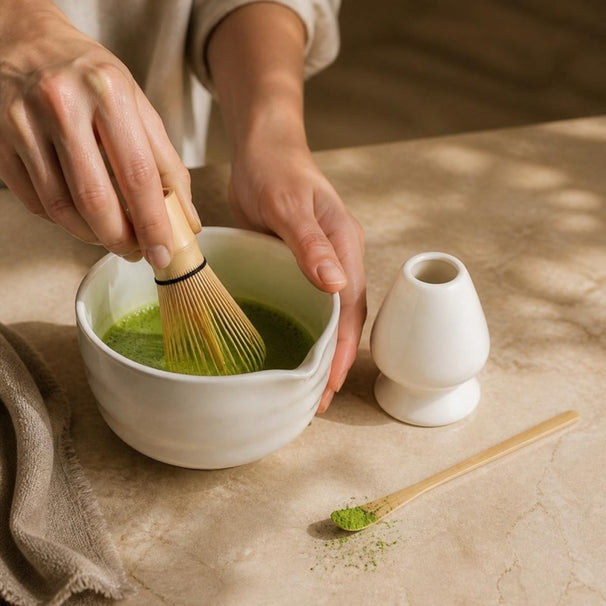 Cosy & Trendy Matcha Set - Porcelain & Bamboo - 4-piece