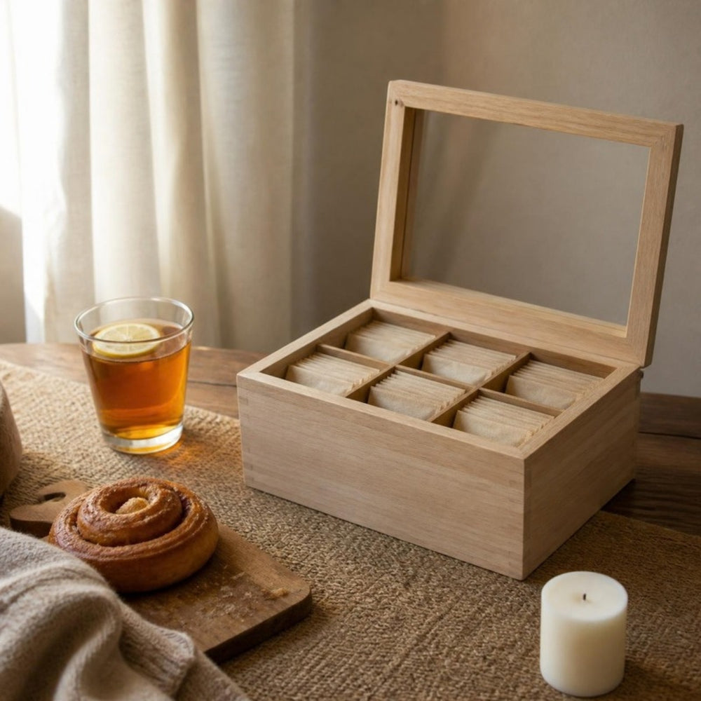 Cosy & Trendy Caja de Té - Madera - 6 compartimentos - 34 x 23 x 12 cm