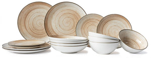 Juego de vajilla Cosy & Trendy Sintra Terracotta 16 piezas / 4 personas - 4 platos de cena, 4 platos de desayuno, 4 platos hondos y 4 cuencos