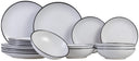 Set de vajilla Cosy & Trendy Speckle - Blanco 18 piezas / 6 personas - 6 platos llanos, 6 platos hondos y 6 platos de desayuno