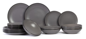 Set de vajilla Cosy & Trendy Speckle - Gris 18 piezas / 6 personas - 6 platos llanos, 6 platos hondos y 6 platos de desayuno