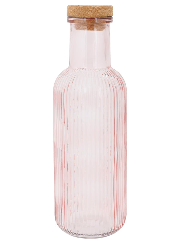 Cosy & Trendy Jarra con corcho - Jarra de agua - Raya - Rosa - 1 litro