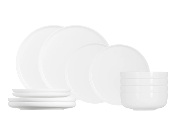 Juego de vajilla Cosy & Trendy Moon White 12 piezas / 4 personas - 4 platos de cena, 4 platos de desayuno y 4 cuencos