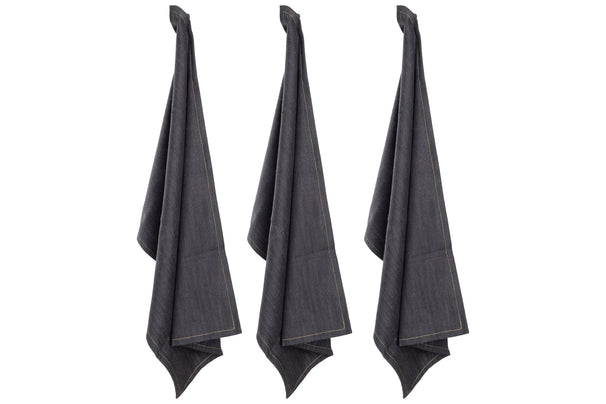 Cosy & Trendy Theedoeken D'nim Donkerblauw 50x70 cm - 3-Delig