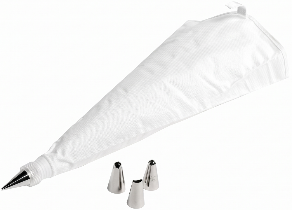 Cosy & Trendy Piping Bag Nylon 33x19 cm - 4 Stainless Steel Tips - Reusable