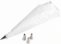 Cosy & Trendy Piping Bag Nylon 33x19 cm - 4 Stainless Steel Tips - Reusable