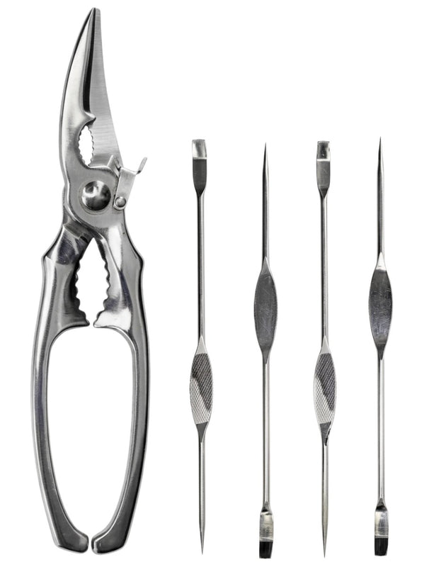 Crafts La Marée Set de Langosta Acero Inoxidable 5 Piezas - Pinza de Langosta & Tenedores de Langosta
