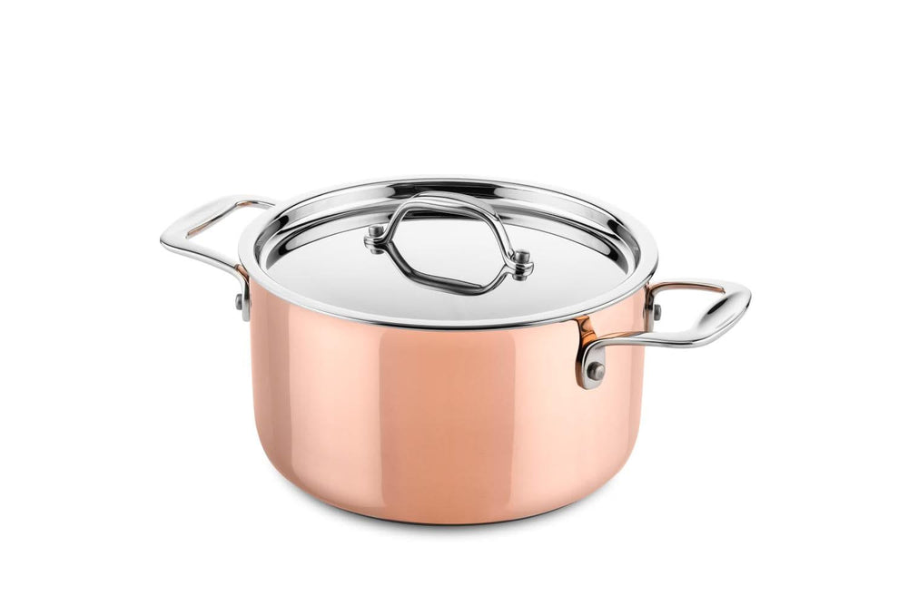 DUCQ Pannenset - Cacerola ø 18, 20, 20 cm & Sartén ø 16 cm + Tapa - Inducción - Cobre - 4 Piezas