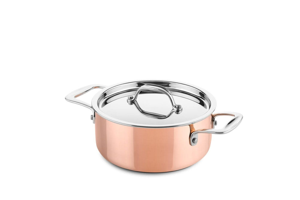 DUCQ Pannenset - Cacerola ø 18, 20, 20 cm & Sartén ø 16 cm + Tapa - Inducción - Cobre - 4 Piezas