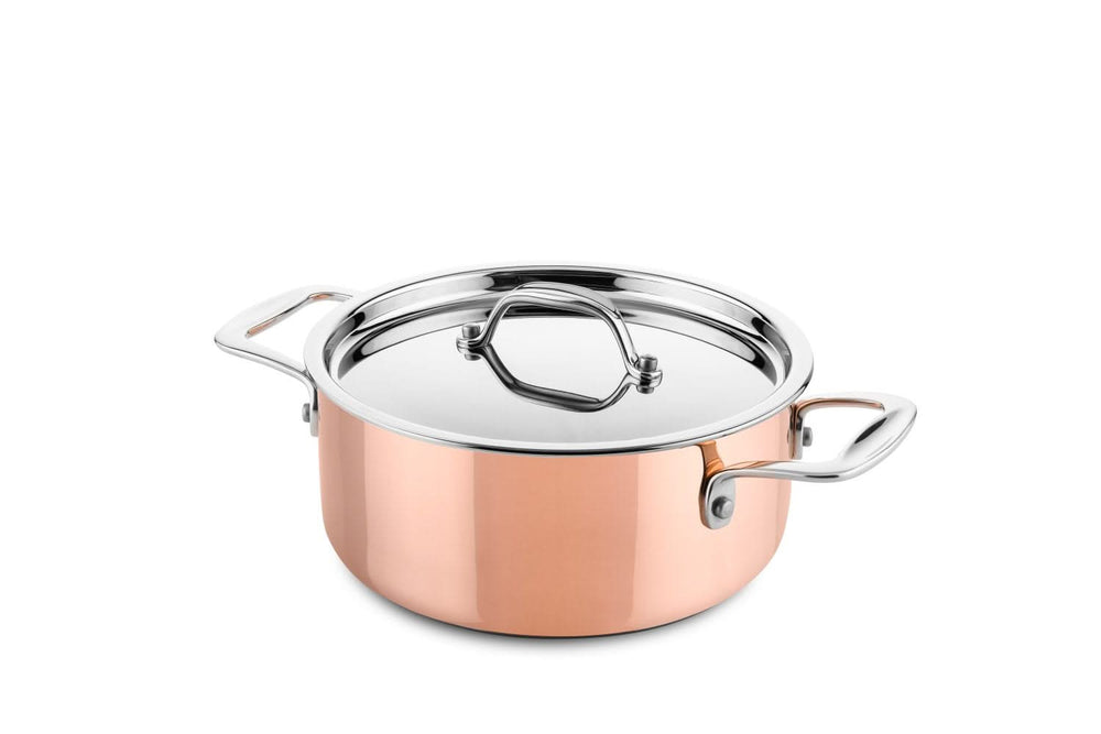 Set de ollas DUCQ de cobre 6 piezas - Olla ø 20, 20, 24 cm & cazo ø 16 cm & cacerola ø 28 cm & sartén ø 26 cm + tapas