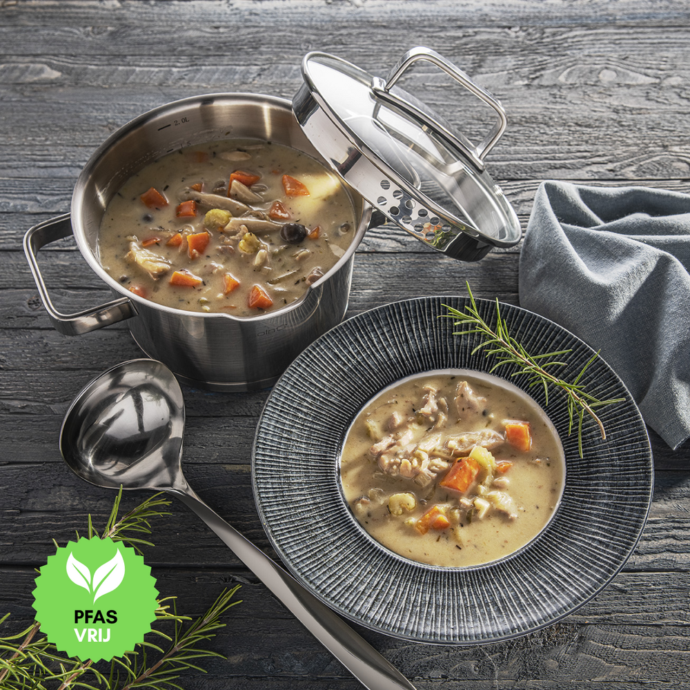 Sola Cookware set Diamond 5-piece stainless steel – downdraft suitable – cooking pots Ø 16, 18, 20, 24 cm & saucepan Ø 16 cm – suitable for all heat sources
