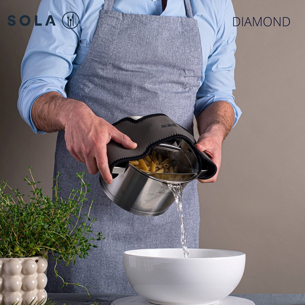 Set de ollas Sola Diamond 5 piezas Acero inoxidable - Compatible con extracción de humos - Ollas ø 16, 18, 20, 24 cm y cazo ø 16 cm - apto para todas las fuentes de calor