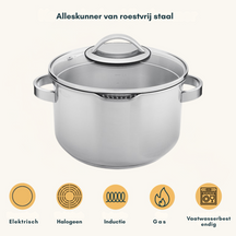 Sola Cookware set Diamond 5-piece stainless steel – downdraft suitable – cooking pots Ø 16, 18, 20, 24 cm & saucepan Ø 16 cm – suitable for all heat sources