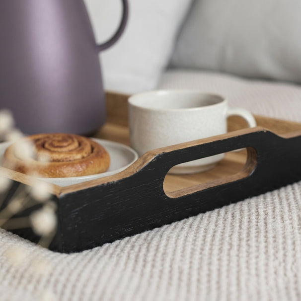 Cosy & Trendy Bandeja Gris Acacia con Asas - 35.5 x 25 cm