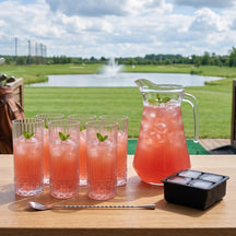 Dolle Mina Cocktail Set - 1.6 L Carafe with 6 Long Drink Glasses 490 ml, Cocktail Spoon & Ice Cube Tray