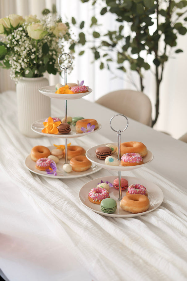 Cookinglife Porcelain 2-Tier Etagère ø 17 & 21 cm - Serving Tower for Appetizers and Desserts