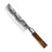 Forged Hakmes VG10 17.5 cm met houten heft, vrijstaand op witte achtergrond