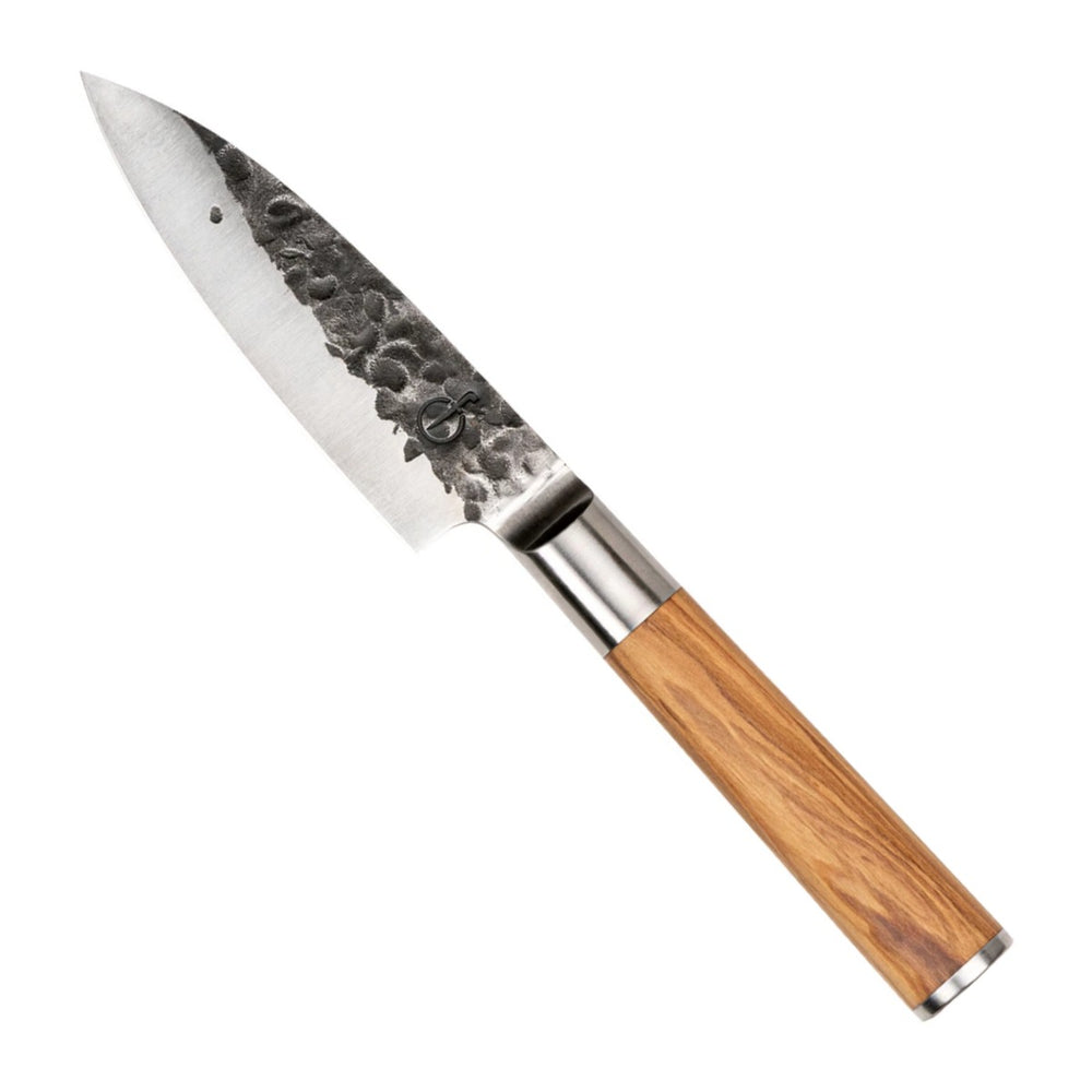 Forged Officemes Olive 23 cm met olijfhouten heft, vrijstaand op witte achtergrond