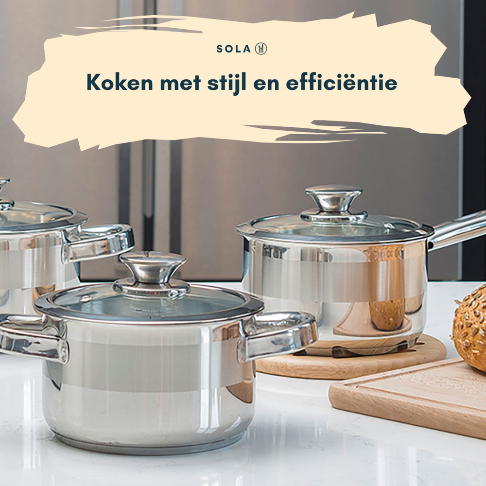 Sola Cookware Set Furore 4-Piece Stainless Steel Saucepan ø 16, 18, 20 cm & Saucepan ø 16 cm - suitable for all heat sources