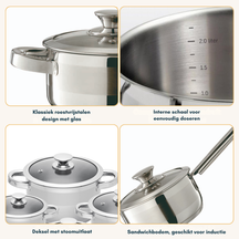 Sola Cookware Set Furore 4-Piece Stainless Steel Saucepan ø 16, 18, 20 cm & Saucepan ø 16 cm - suitable for all heat sources