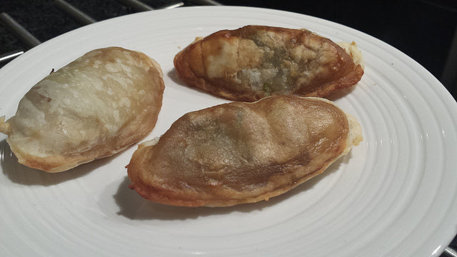 Crispy oven dumplings with shrimp and spring onion