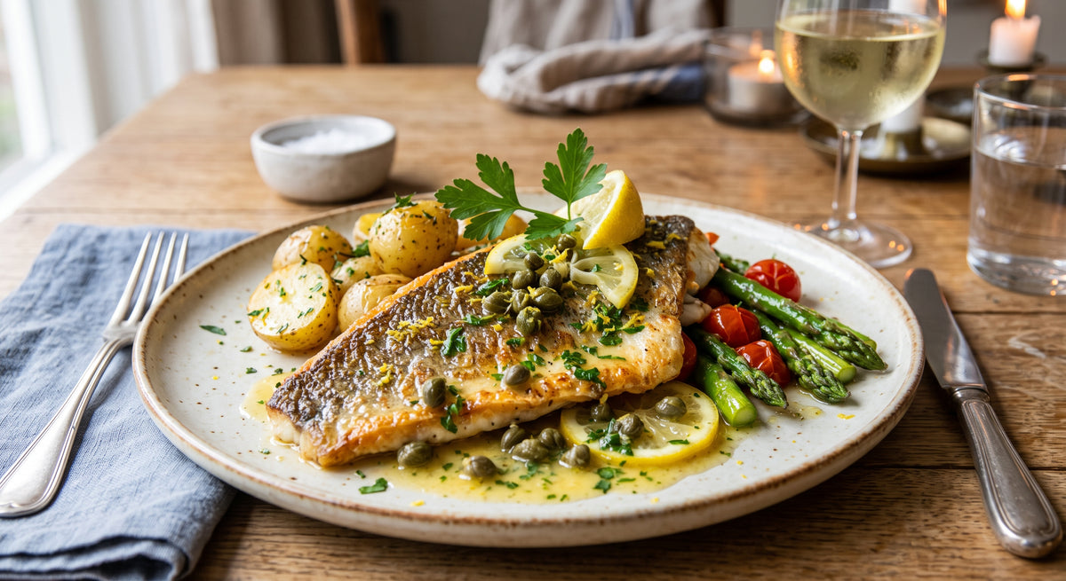 Crispy skin, juicy fish and a fresh butter sauce. Fish can be that simple.