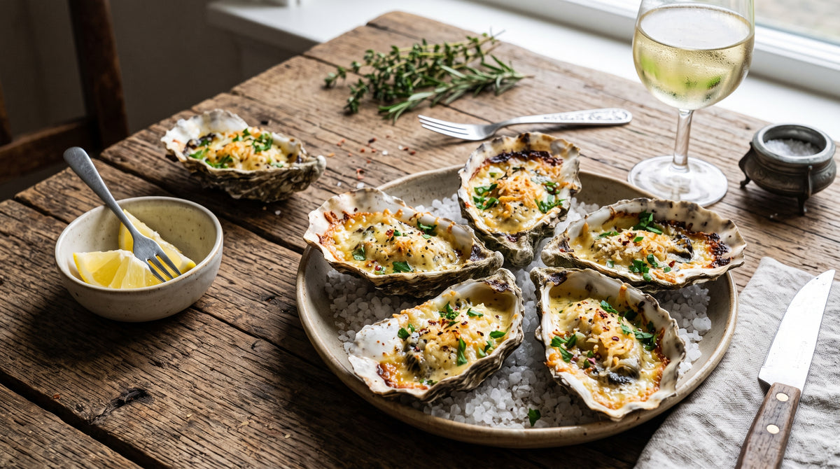 Luxurious oven-baked oysters, surprisingly accessible.
