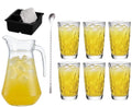 Cocktail Set Yellow Peter - Carafe 1.6 L with 6 Long Drink Glasses 470 ml, Cocktail Spoon & Ice Cube Tray