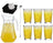 Cocktail Set Yellow Peter - Carafe 1.6 L with 6 Long Drink Glasses 470 ml, Cocktail Spoon & Ice Cube Tray