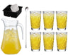 Cocktail Set Yellow Peter - Carafe 1.6 L with 6 Long Drink Glasses 470 ml, Cocktail Spoon & Ice Cube Tray