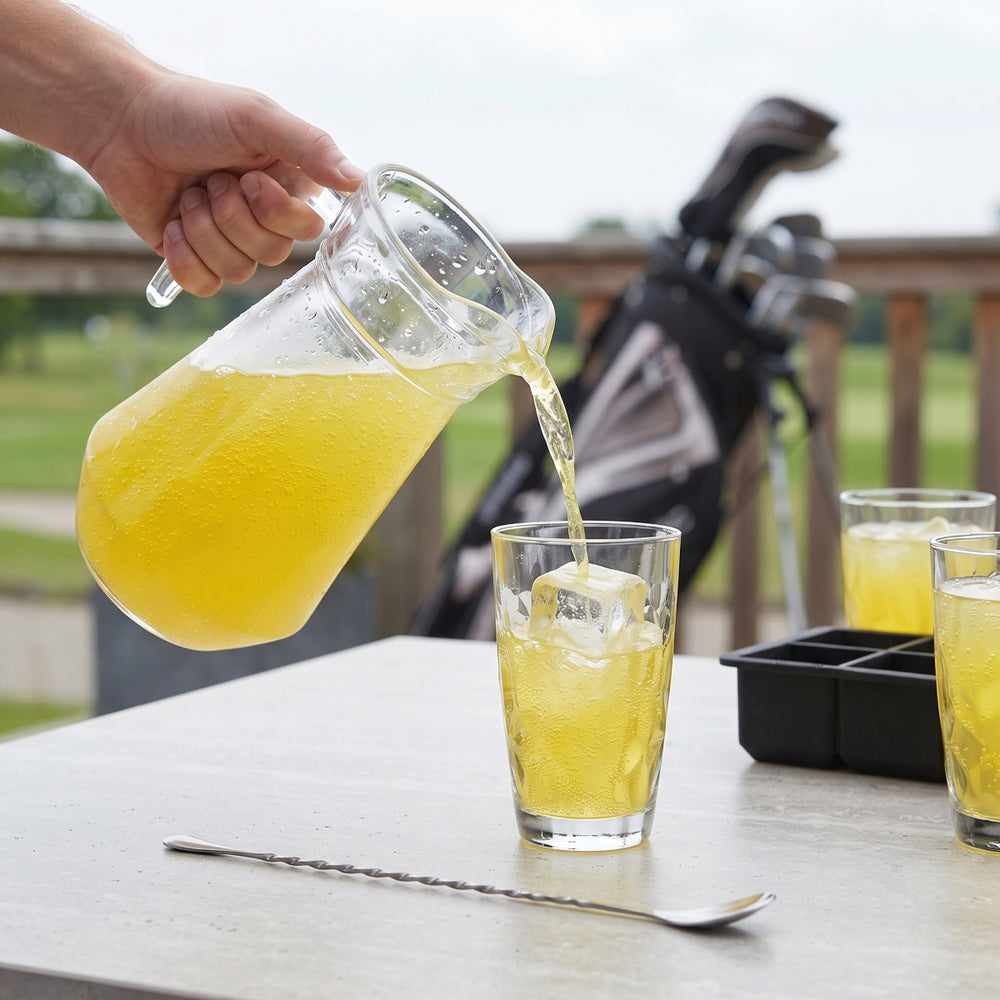 Cocktail Set Yellow Peter - Carafe 1.6 L with 6 Long Drink Glasses 470 ml, Cocktail Spoon & Ice Cube Tray