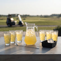 Cocktail Set Yellow Peter - Carafe 1.6 L with 6 Long Drink Glasses 470 ml, Cocktail Spoon & Ice Cube Tray