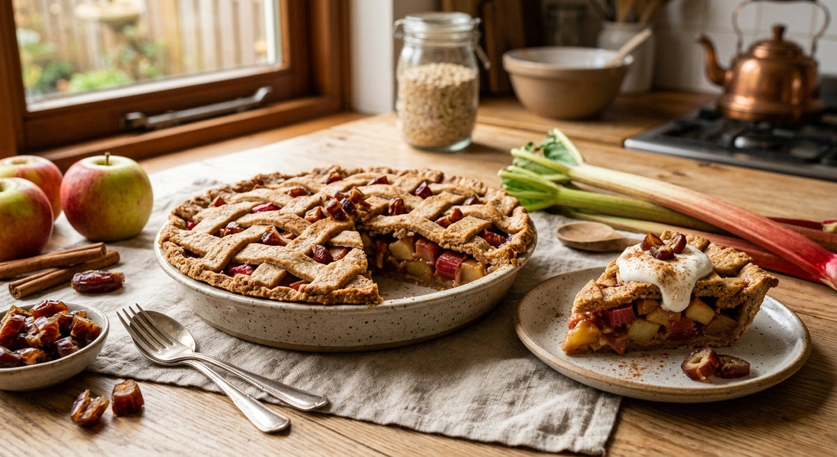 A fresh, fibre-rich treat that beautifully balances the tartness of rhubarb with the natural sweetness of dates and apples!