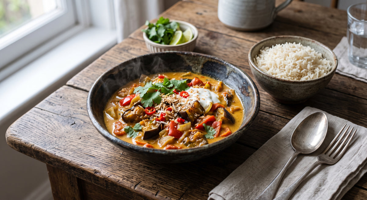 Creamy, spicy and heartwarming vegetarian comfort food.