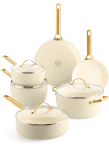 GreenPan Padova Reserve Cream White 6-piece Cookware Set - Ceramic non-stick coating - Cooking pot ø 24 cm, Saucepan ø 18, 20 cm, Frying pan ø 20, 28 cm & Sauté pan ø 24 cm