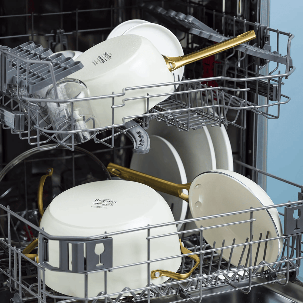GreenPan Padova Reserve Cream White 6-piece Cookware Set - Ceramic non-stick coating - Cooking pot ø 24 cm, Saucepan ø 18, 20 cm, Frying pan ø 20, 28 cm & Sauté pan ø 24 cm